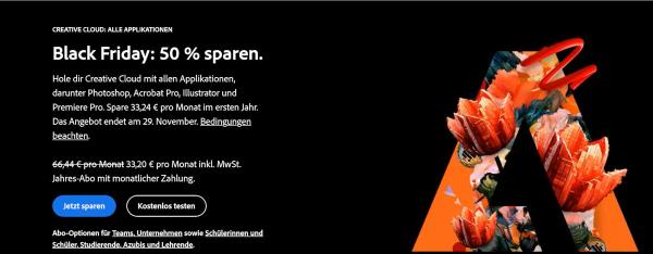 Aktuelle Sparangebote Große Übersicht - Black Friday Angebote 2024 für Foto+Video - Kameras, Objektive, Zubehör usw. : *M*Black-Friday-Adobe-600.jpg
