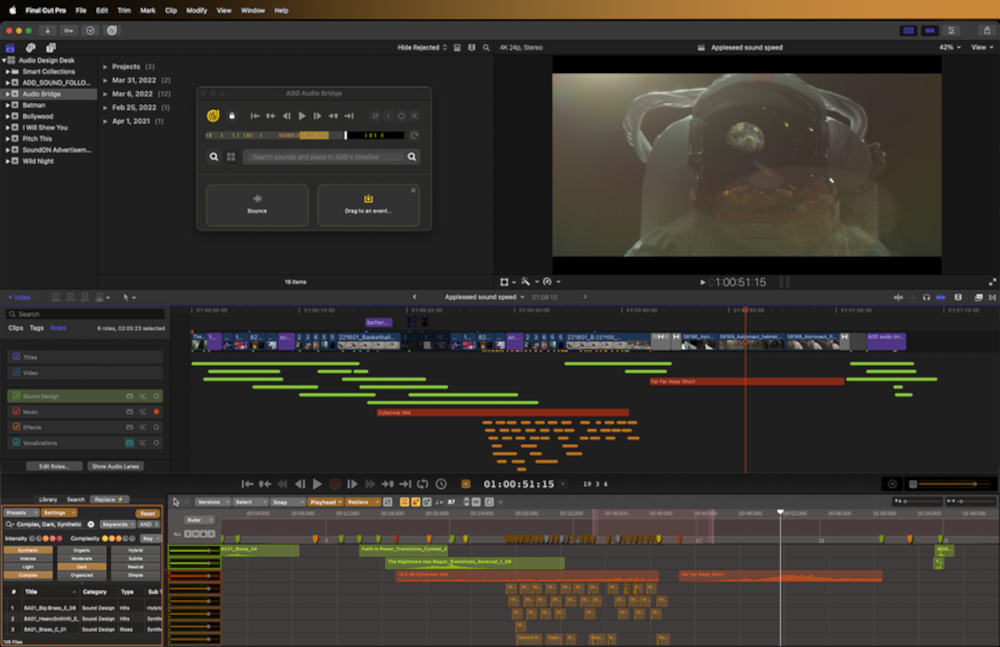 Audio Design Desk: Better integration with Final Cut Pro via Audio Bridge extension