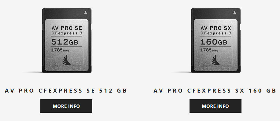 Angelbird: 160 GB/512 GB CFexpress Type-B cards with up to 1,600 MB/s write speed