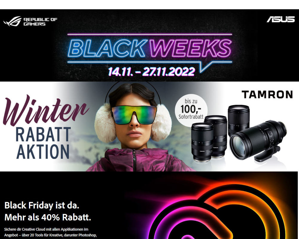 Black Friday deals: Save on Adobe subscriptions, Asus notebooks and Tamron lenses