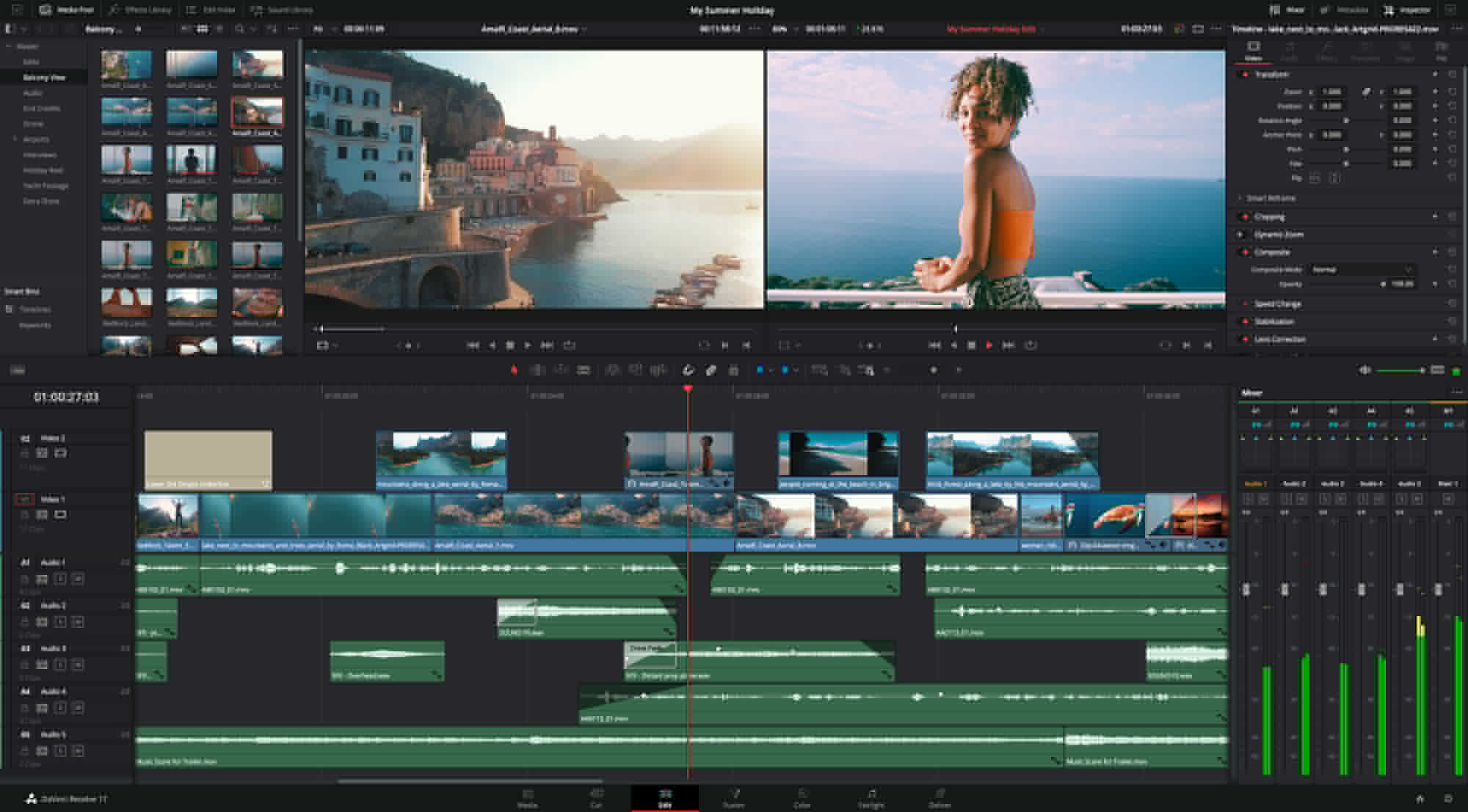 davinci resolve download a split track