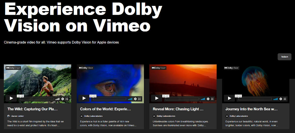 Vimeo now also supports Dolby Vision HDR
