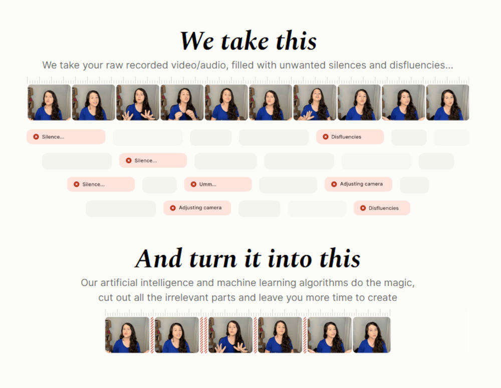 Gling: AI assistant for editing automatically detects muddled takes