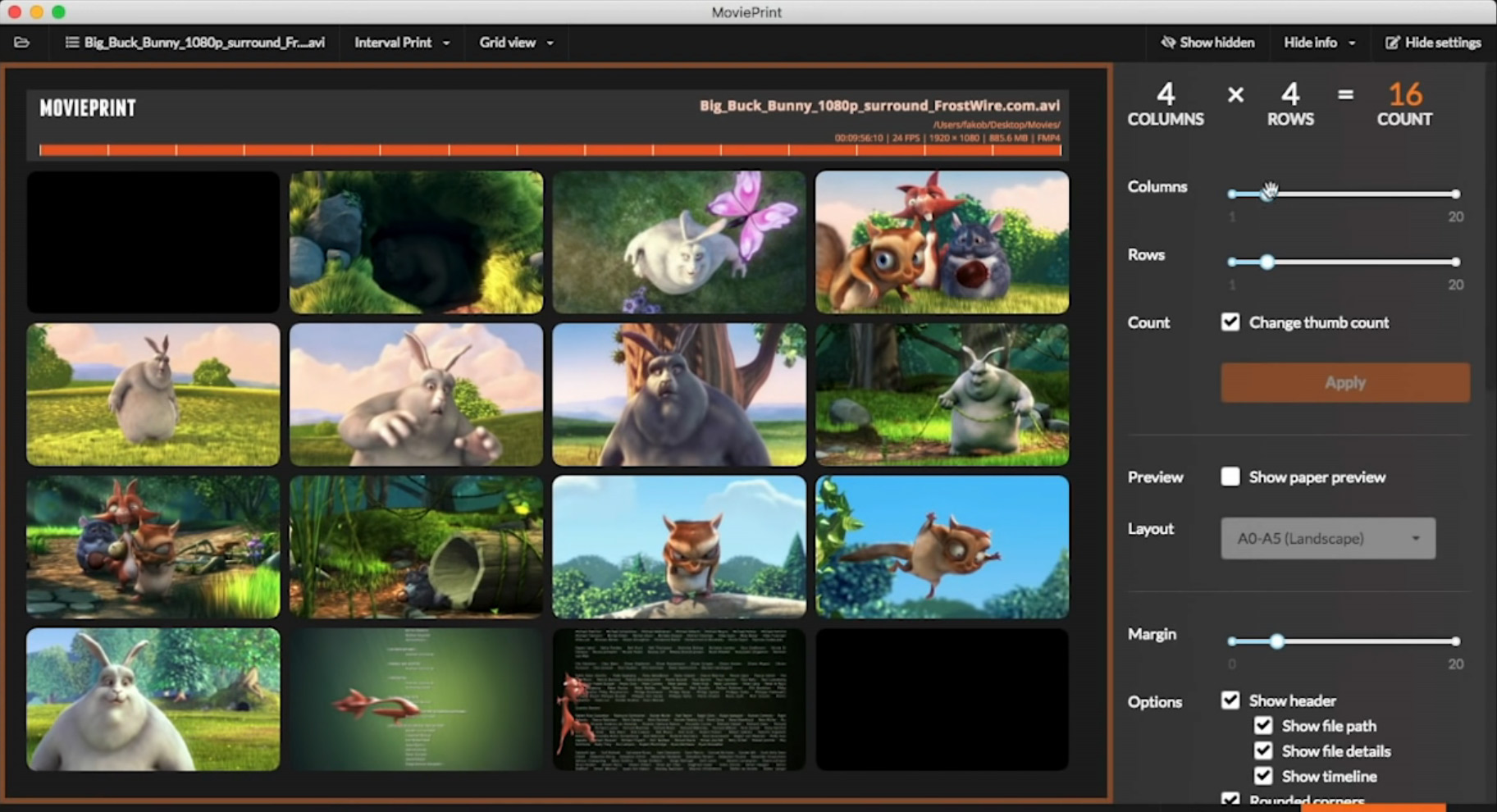 Kostenloses Tool MoviePrint erstellt automatisch Poster aus Filmszenen