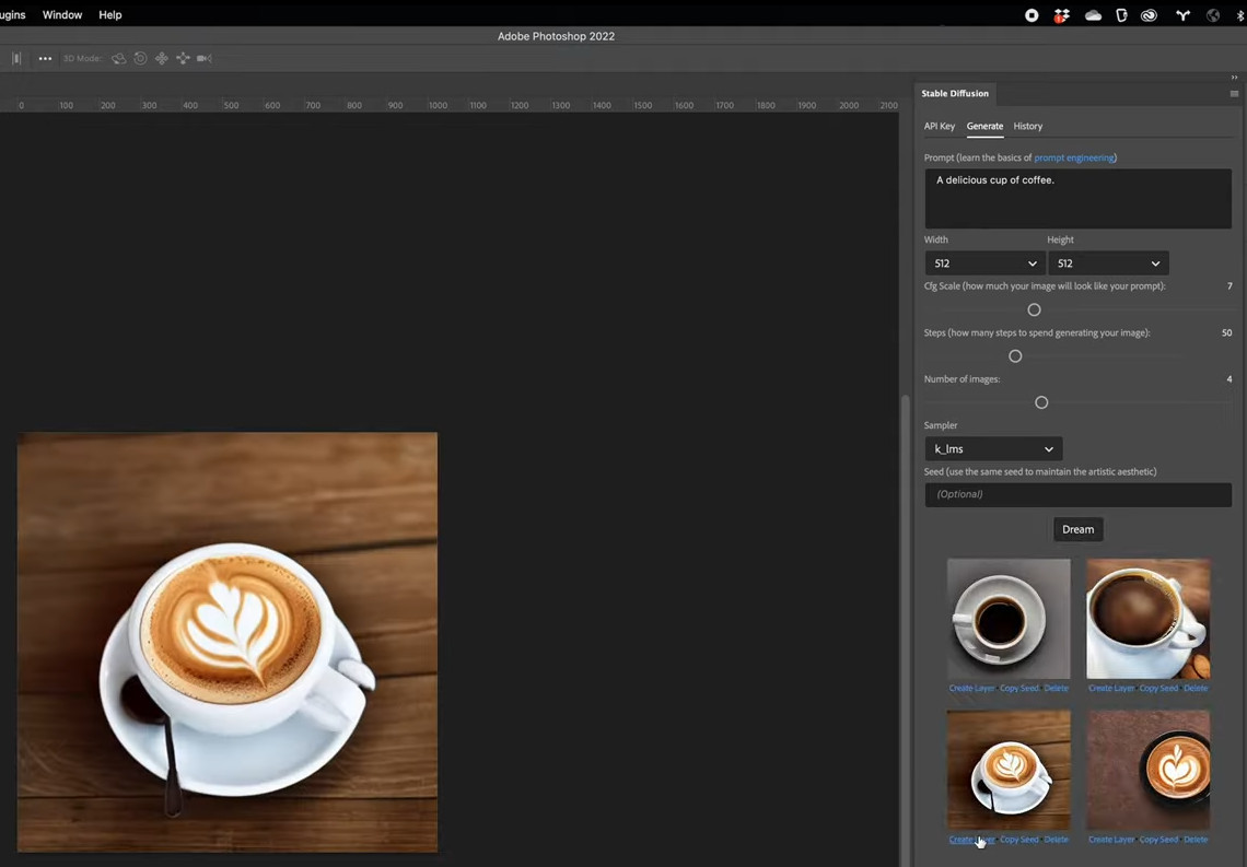 AI images with stable diffusion can now be used directly ni Photoshop and Gimp via plugin