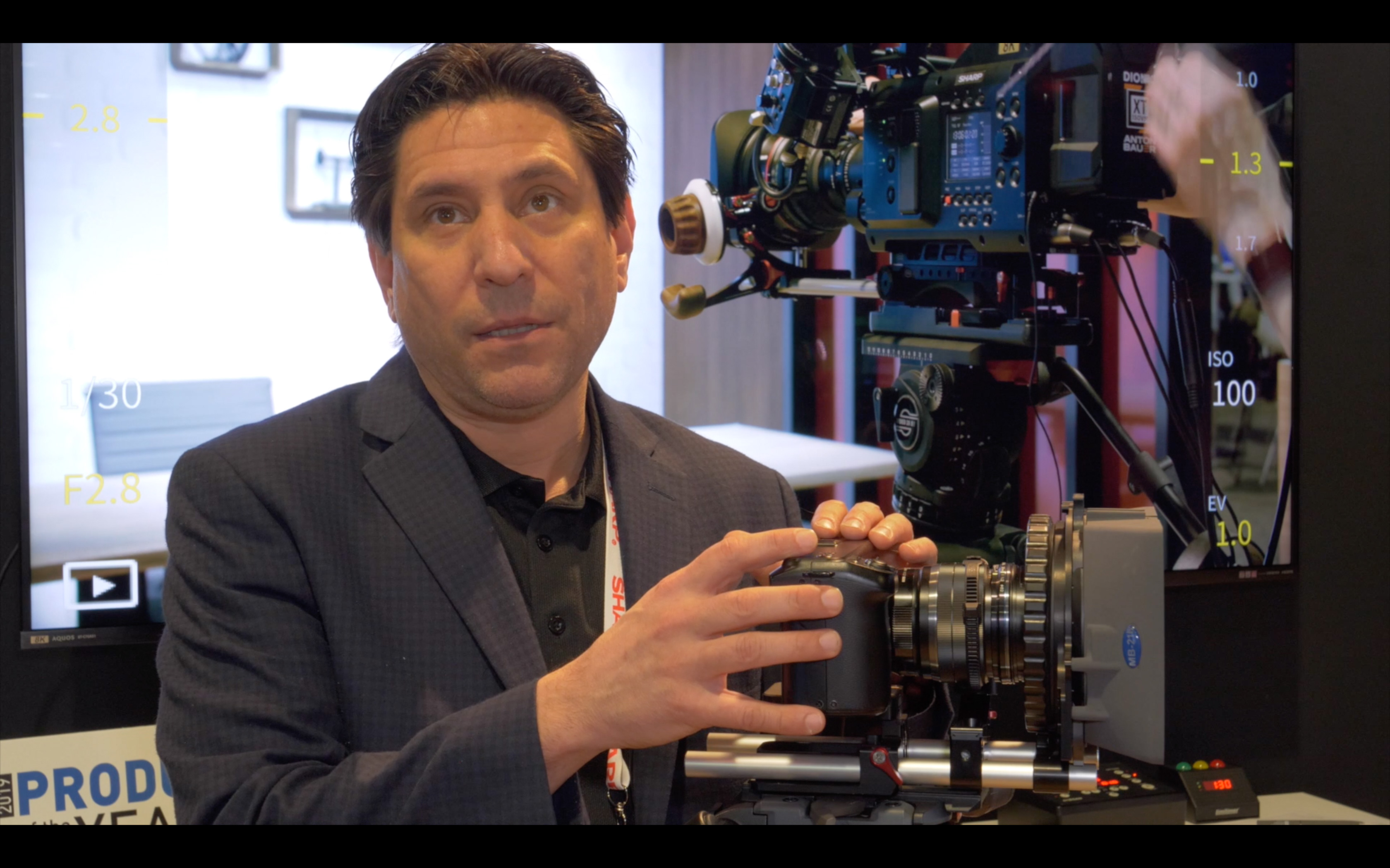NAB 2019 video: Sharp 8K MFT Camera: formats, dynamic range, In/Outs, power consumption etc. // NAB 
