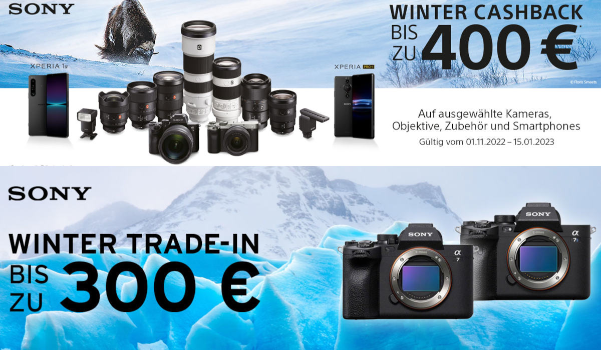 Sony Wintercashback and Trade-In 2022: Save up to 400 Euro when buying camera and lens