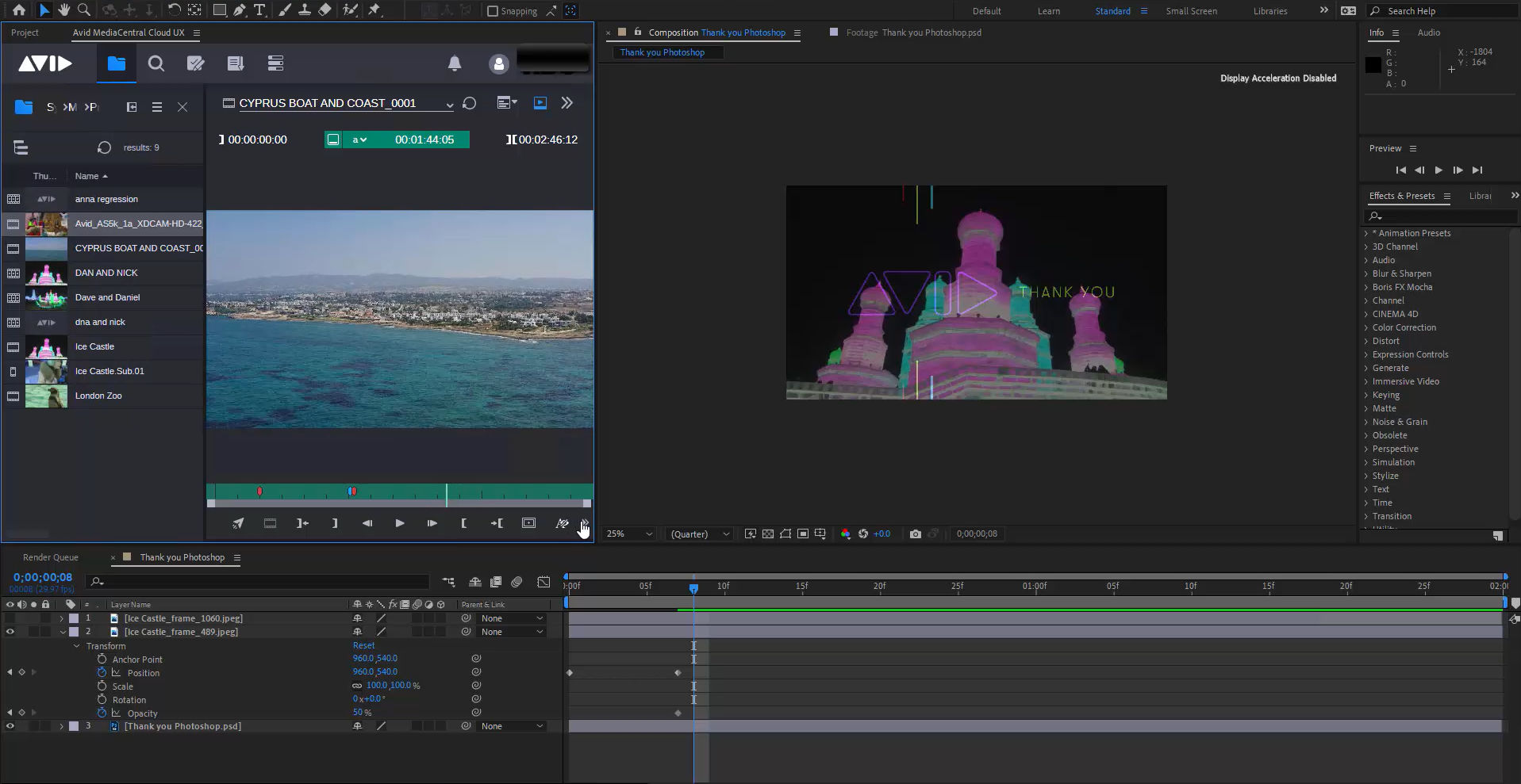 AVID MediaCentral support for Adobe Photoshop and After Effects