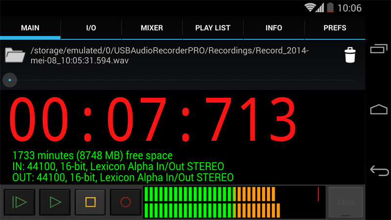 Android Tablet as a professional audio recorder