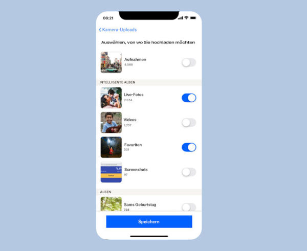 Drpobox-Upload-Auswahl