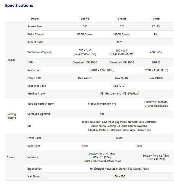 Samsung-G-Specs