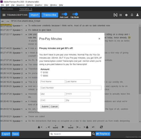 prepay-transcriptive