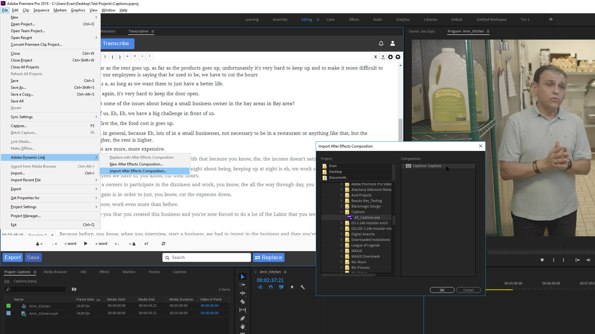 Free script for Adobe After Effects subtitles in Adobe Premiere Pro