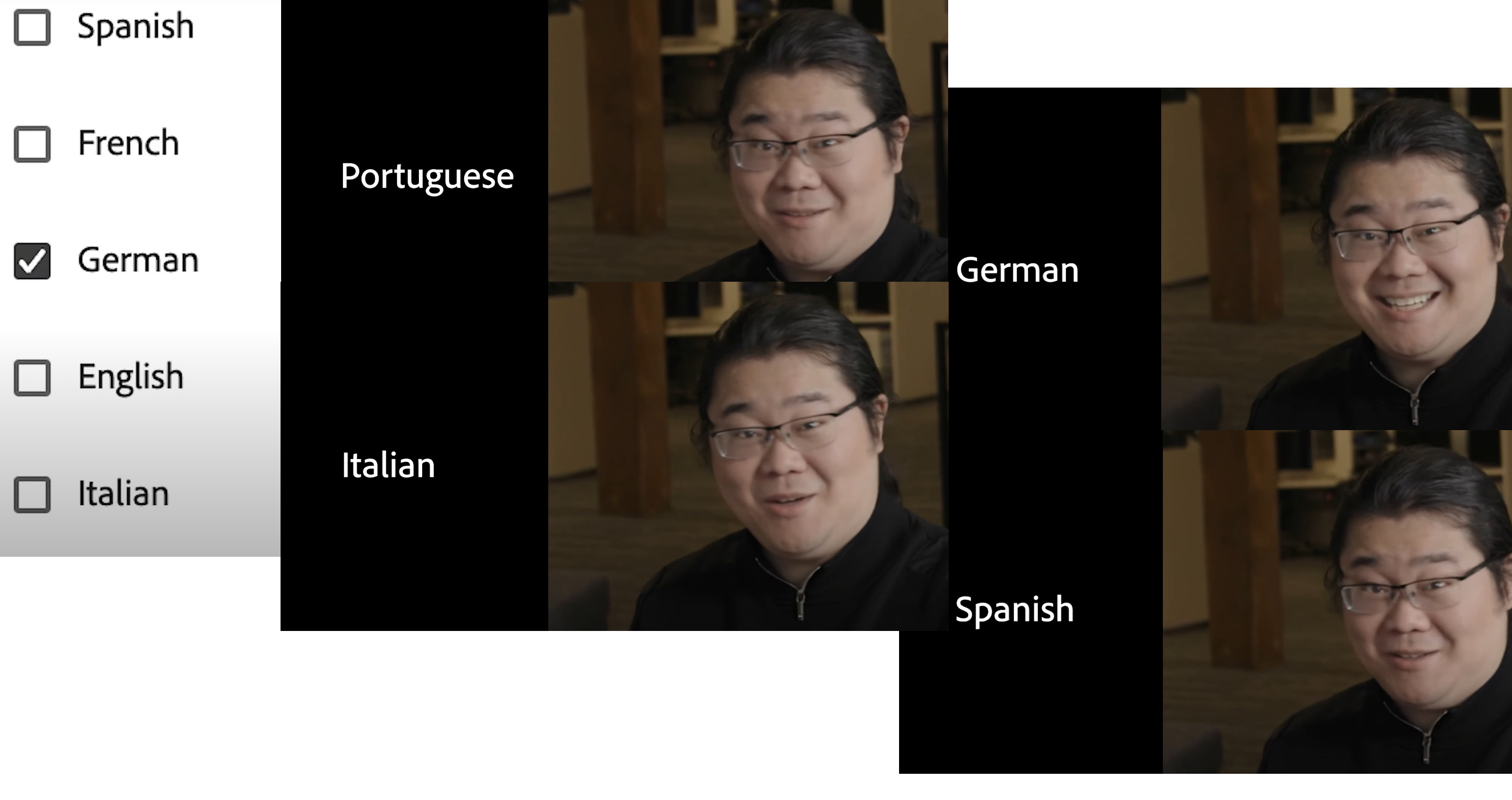 Adobe Dubbing and Lip Sync - Lip-synced video translation with AI