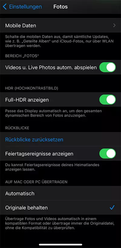 10 Bit HDR Dolby Vision Videofiles von iPhone 12 auf Mac/PC bertragen : Originalbehalte