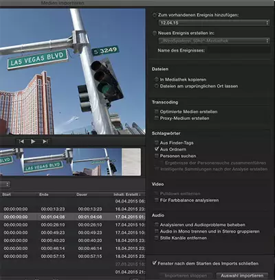  konsolidierter Import Screen von Final Cut Pro X 10.2