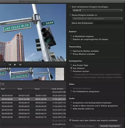 konsolidierter Import Screen von Final Cut Pro X 10.2
