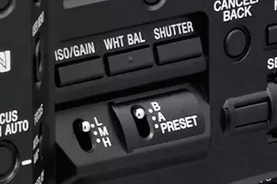 Kippschalter fr GAIN und WHT Presets an der FS7