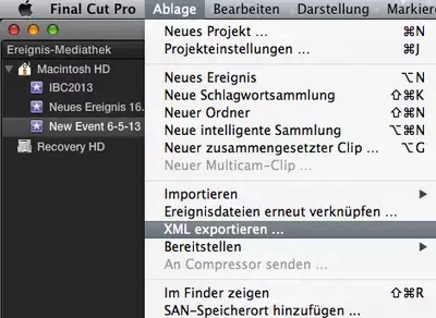 FCPX XML-Export