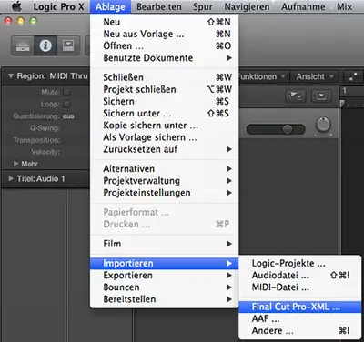 Final Cut Pro-XML in Logic pro X importieren
