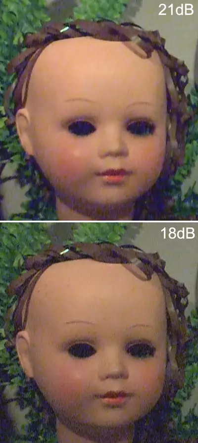 Rauschverhalten 21dB vs. 18 dB