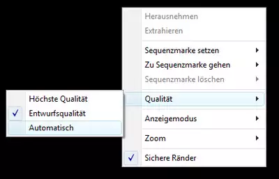 Mit verringerter Vorschauqualität gelingt der Schnitt flüssiger.