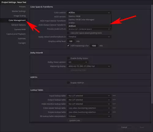 ACES in Theorie und Praxis Teil 2: Der ACES Workflow in Blackmagic DaVinci Resolve  : Resolve1