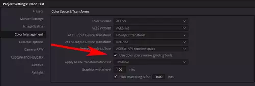 ACES in Theorie und Praxis Teil 2: Der ACES Workflow in Blackmagic DaVinci Resolve  : Resolve6