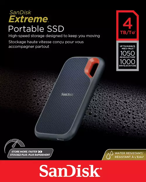 SanDisk Extreme Portable SSD mit USB 3.2 Gen-2 (max.10 Gb/s)