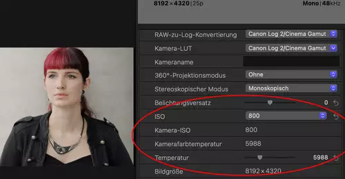 RAW Parameter von ProRes RAW in Metadaten editierbar