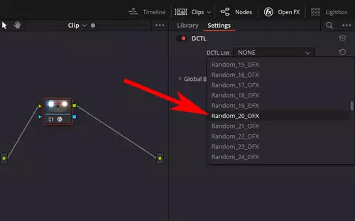 Die bunte Welt der DCTLs in Resolve - Teil 1: Zwischen LUT und Plugin : DCTL dropdow