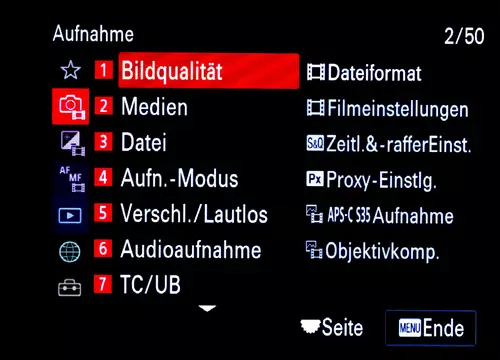 Sony FX3 – übersichtliches Menüsystem