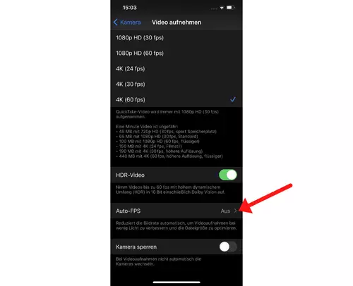 Apple iPhone 12 Pro Max - Qualität der 10bit 4K Videofunktion inkl. Dynamik und Rolling Shutter : autoFPS