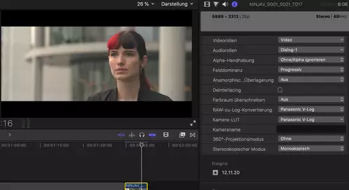 Keine ProRes Raw Metadaten wie ISO, WB etc..