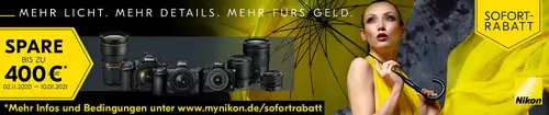 Winter Rabatt-Aktionen und Cashbacks von Canon, Fujifilm, Panasonic, Sony und Nikon : nikon