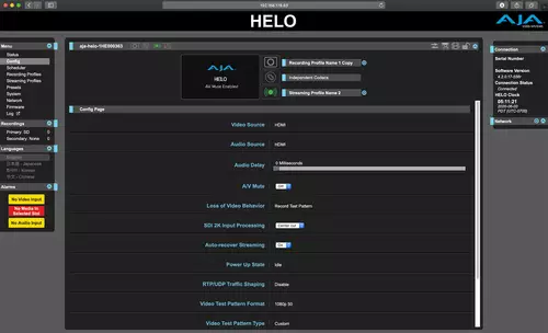 AJA HELO: Professionelles SDI und HDMI Live-Streaming inkl. Remote Webinterface : HELO MENUE