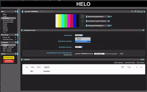 AJA HELO: Professionelles SDI und HDMI Live-Streaming inkl. Remote Webinterface : Helo Scheduler 0