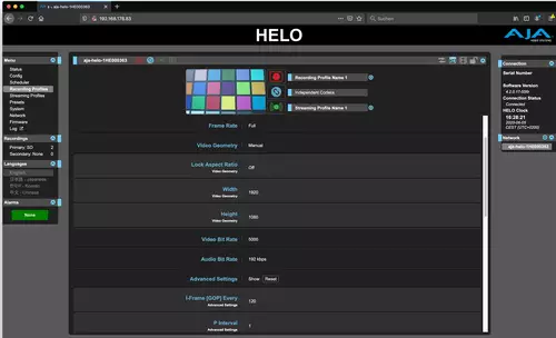 AJA HELO: Professionelles SDI und HDMI Live-Streaming inkl. Remote Webinterface : HELo RecMenue