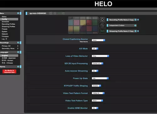 AJA HELO: Professionelles SDI und HDMI Live-Streaming inkl. Remote Webinterface : HDMIMonitoring