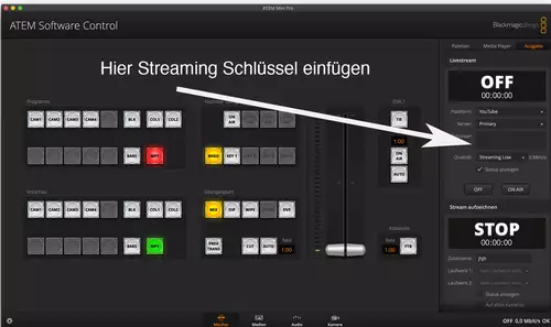 Blackmagic ATEM Mini Pro: In 10 Schritten zum erfolgreichen Livestreaming  : StreamingSchluesseleinfuegen1
