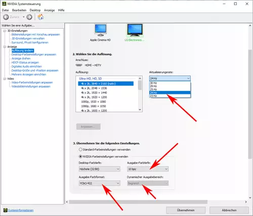 Aktuelle Grafikkarten knnen Monitore mit allen gngigen Produktions-Frequenzen sogar in YUV nativ ansteuern.  