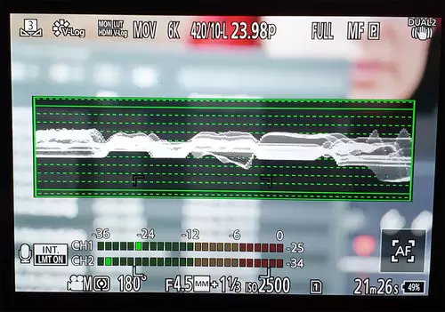 Die Panasonic S1H in der Praxis: Autofokus, Ergonomie, Akkuleistung, Lüfter und Fazit - Teil 2 : S1HWaveform
