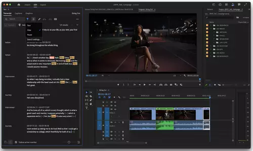 Adobe Premiere Pro kann nun Fllworte automatisch erkennen und entfernen 