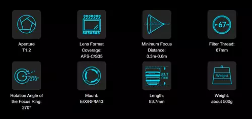 SIRUI Nightwalker S35, T1.2 Cine-Optiken mit 24, 35 und 55mm