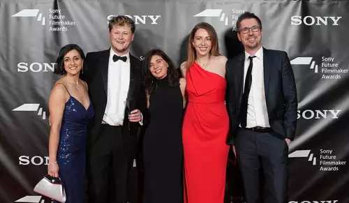 Dan Thorburn (2nd from left) and Daniela Lucato (center) with the Sony Europe team. 