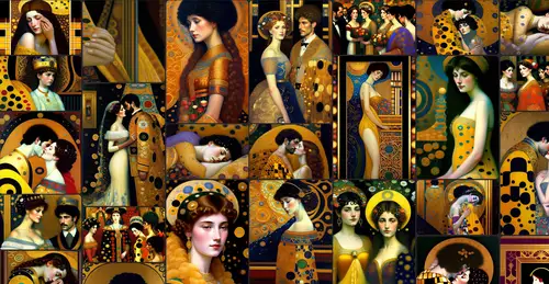 Im Stil von Gustav Klimt generierte Bilder 