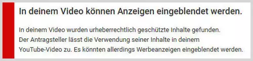 YouTube Videos mit Content von anderen werden monetarisiert zugunsten der Copyright-Halter 