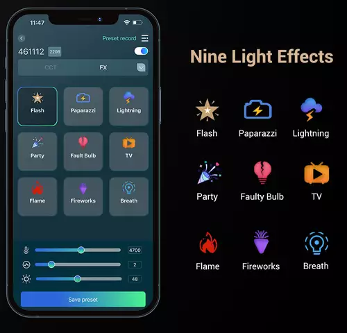 Lighting effects via app.