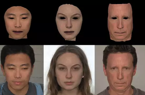 gerenderte Gesichter im Vergleich mit GANStyle2 generierten Gesichtern 