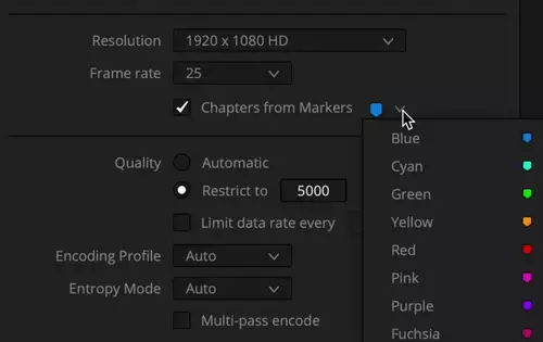 Timeline markers become YouTube video chapters.